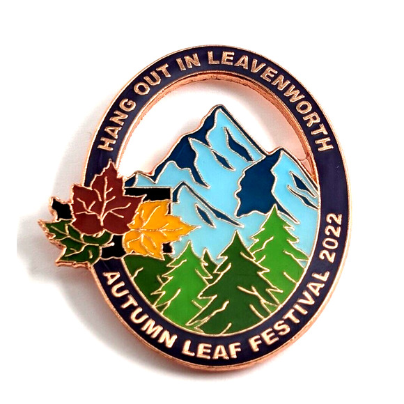 Autumn Leaf Festival 2022 Leavenworth WA Enamel Pin Souvenir Mountain Trees - Picture 1 of 6